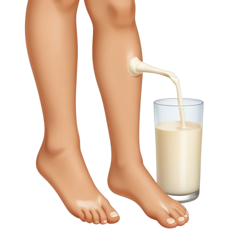 Woman with milk on feet emoji