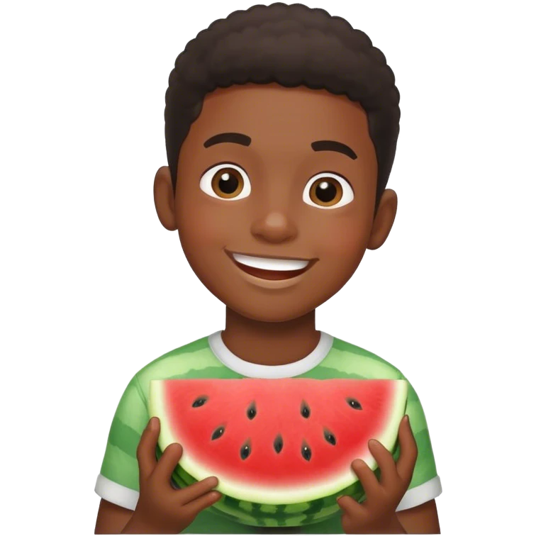 Black boy eating watermelon emoji