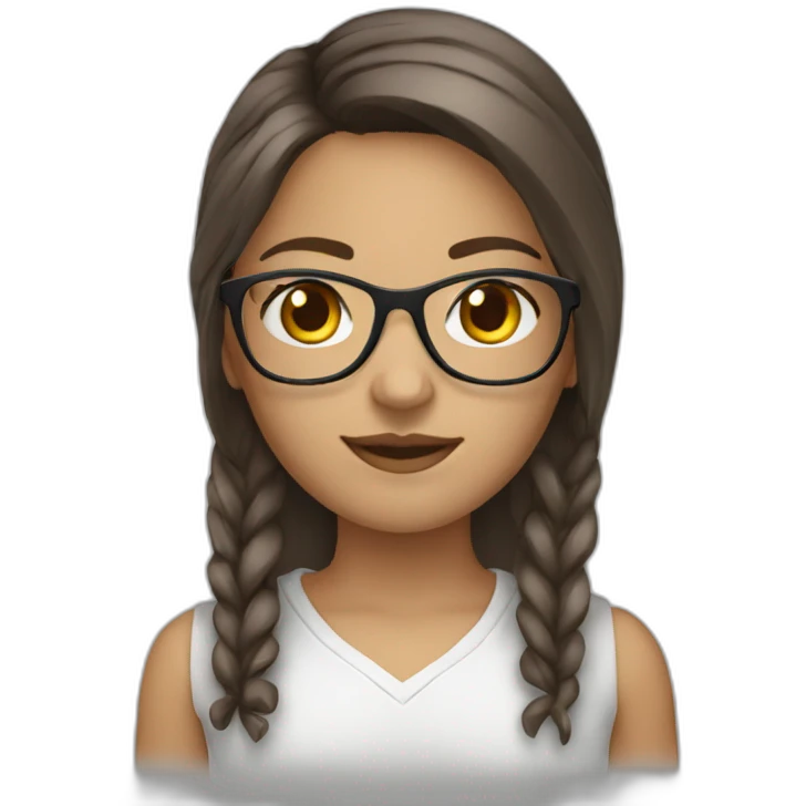 Girl-with-brown-hair-brown-eyes-light-skin and clear glasses emoji
