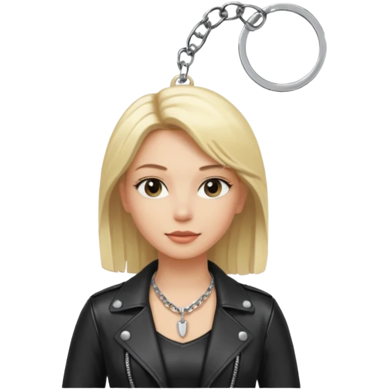 Dominatrix with blonde hair, leather outfit, keychain necklace emoji