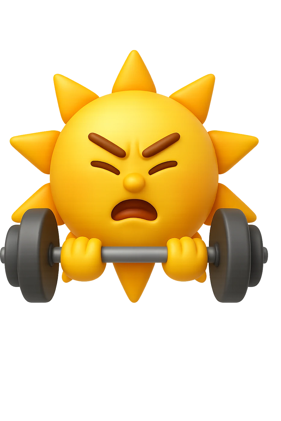 emoji stile iphone 3d di un sole che si allena con i pesi emoji