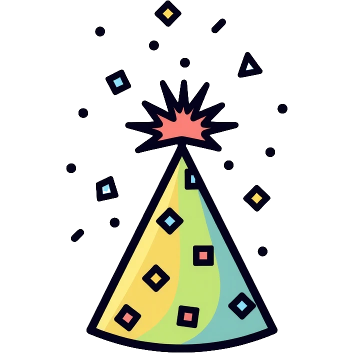party hat with confetti emoji