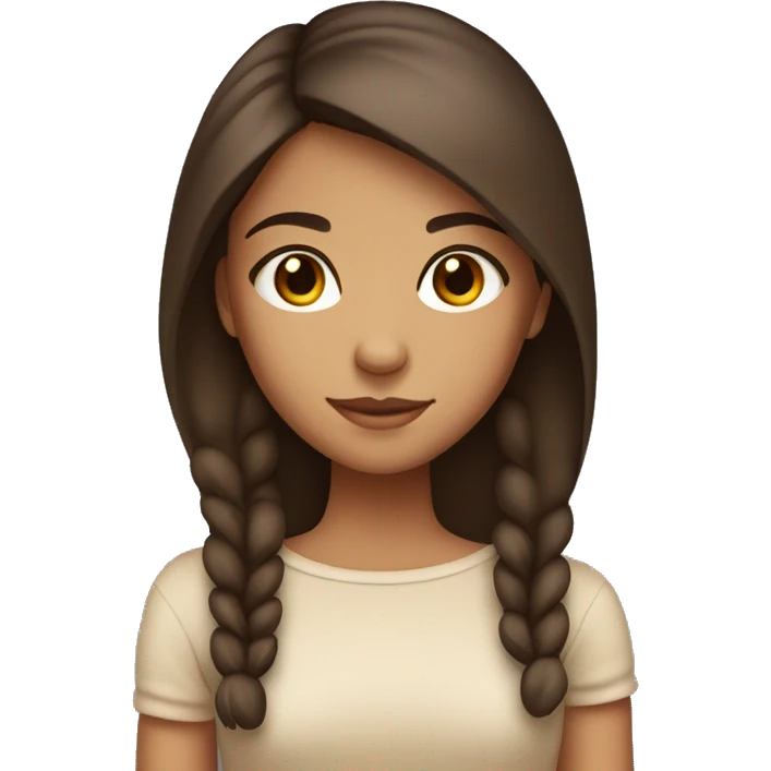 Cozy brunette girl with brown eyes and tan skin with straight hair emoji