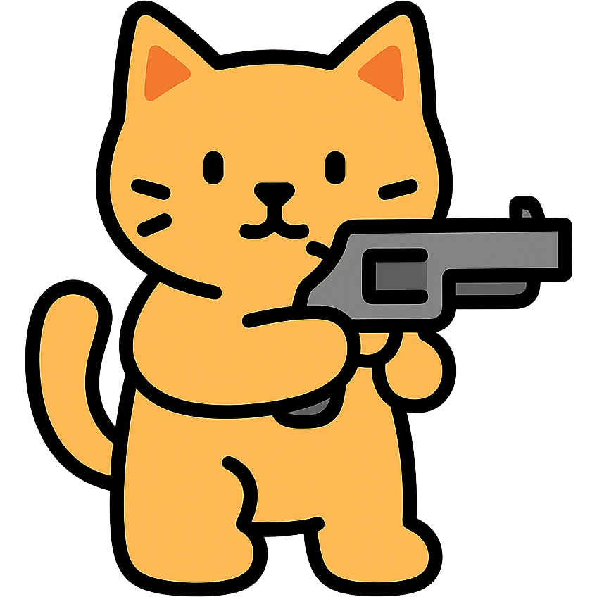 cat holding a gun colored icon emoji