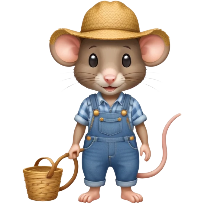 farmer rat in denim overalls with a straw hat emoji