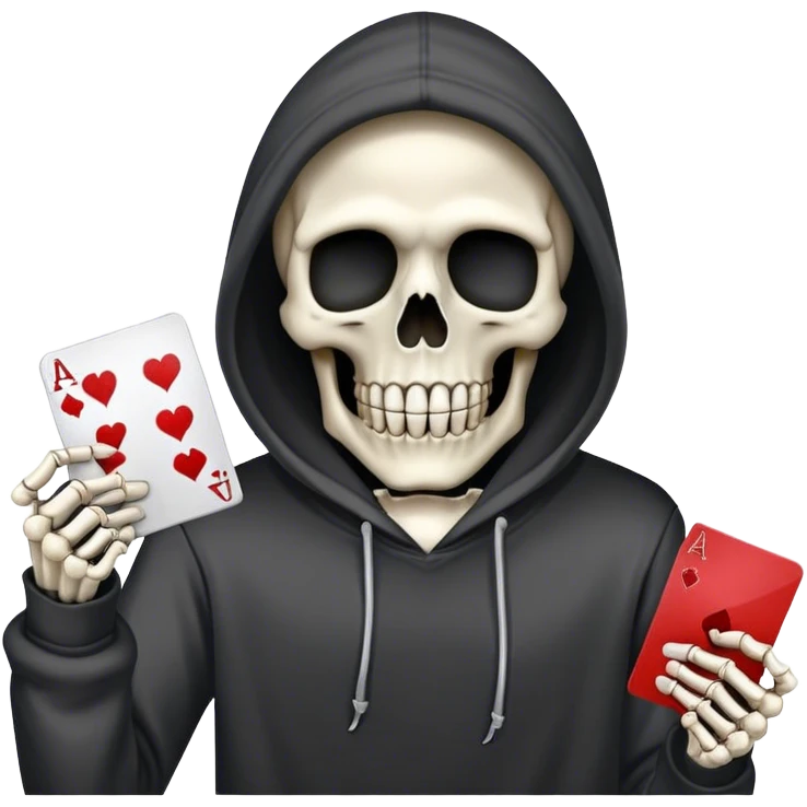 skeleton holding ace card in hoodie ￼ emoji