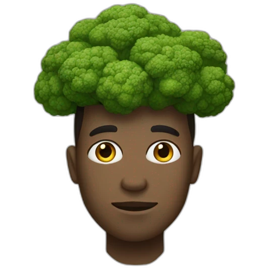Dusky skin Man with broccoli head emoji