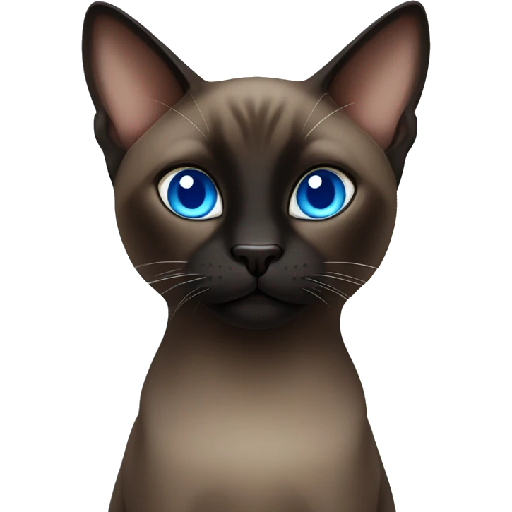 Dark brown and black Siamese cat with blue eyes emoji