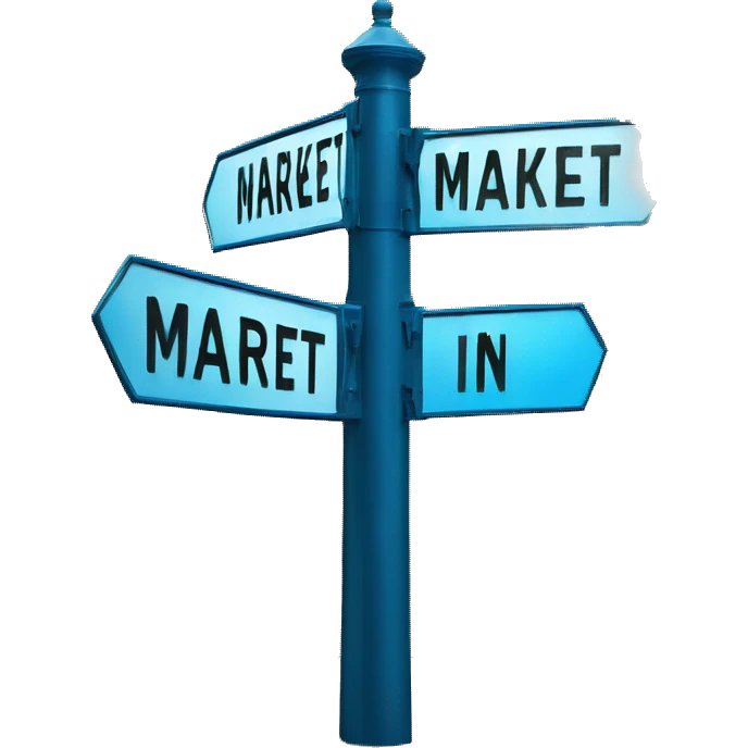 Street sign that says MARKET in blue emoji