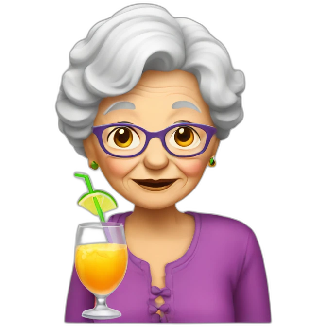 granny drinking coctail emoji