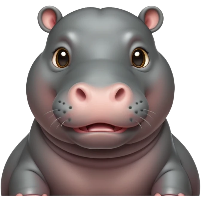 cinematic-cute baby hippo-portrait-emoji,-poised-and-regal,-with-a-massive,-robust-build-and-a-smooth,-sleek-slate-gray-hide,-deep-set-soulful-eyes,-simplified-yet-sharp-and-sophisticated-features,-highly-detailed,-glowing-with-a-soft radiance emoji
