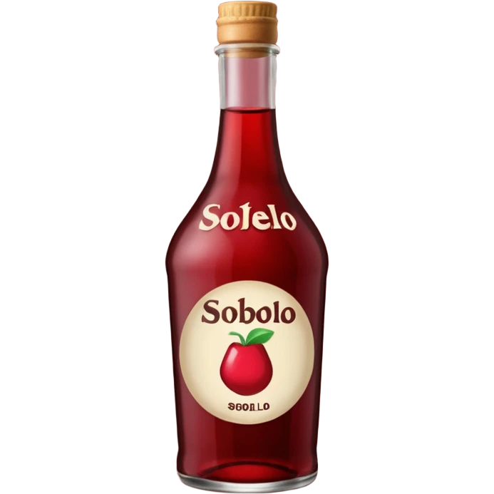 make a sobolo(ghanain drink) make it be in a bottle and the label should say sobolo and spell it like this and the drink dark red emoji