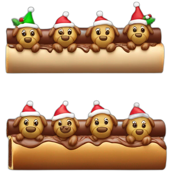 Une bûche de Noël contemporaine avec 7 oursons en reliefs emoji