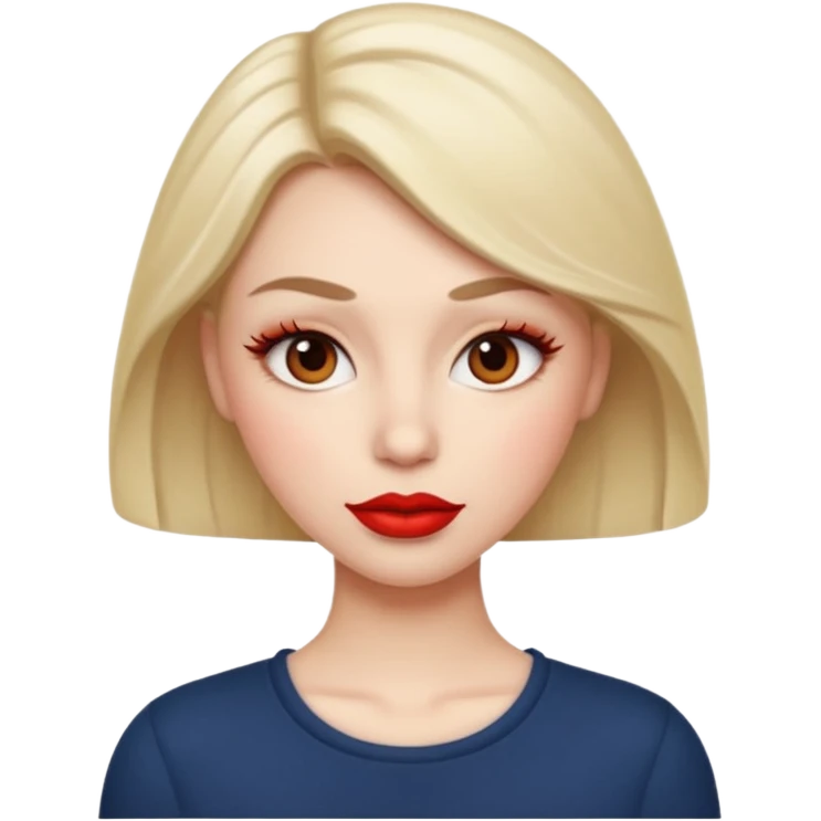 in the style of apple IOS emojis, give me a girly whole person emoji, with big red lips and eyelashes, and hour-glass curvy frame in a neutral pose emoji