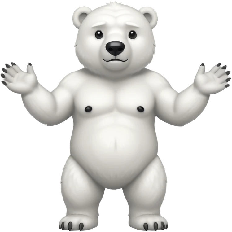 Make a humanoid polar bear shrugging emoji