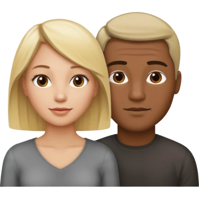 One woman medium length blond highlights hair
One man medium dark skin no hair emoji