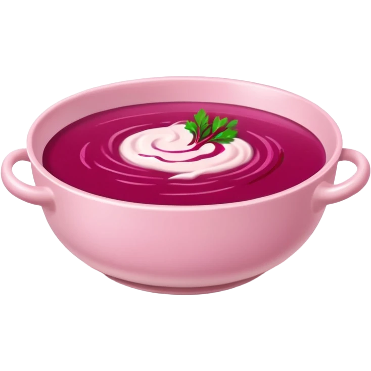 A bowl of pink soup from Lithuania with no face emoji