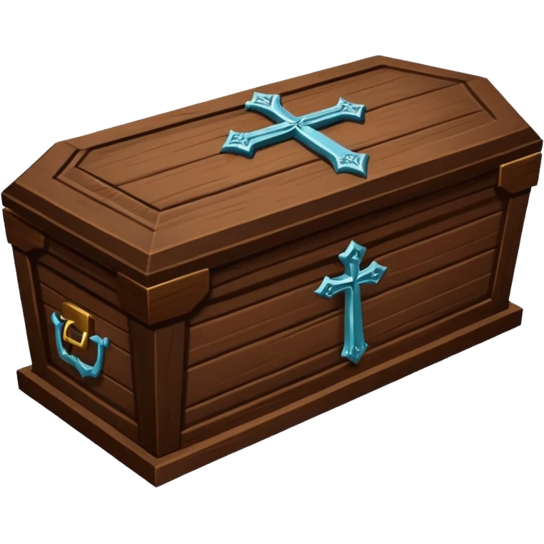 coffin with large nails and carved cross emoji