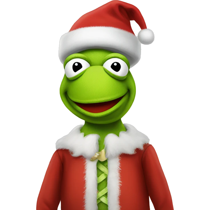 Full body Kermit with Santa outfit emoji
