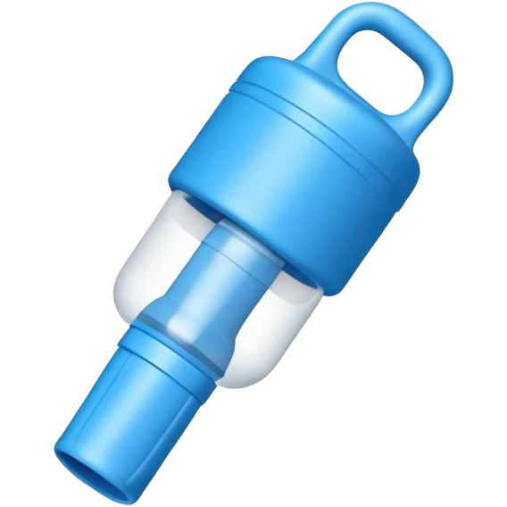 Blue plastic mouthpiece for VO2 max testing with breathing valve, exercise laboratory equipment emoji