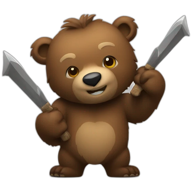 Grizzly bear with melee weapons emoji
