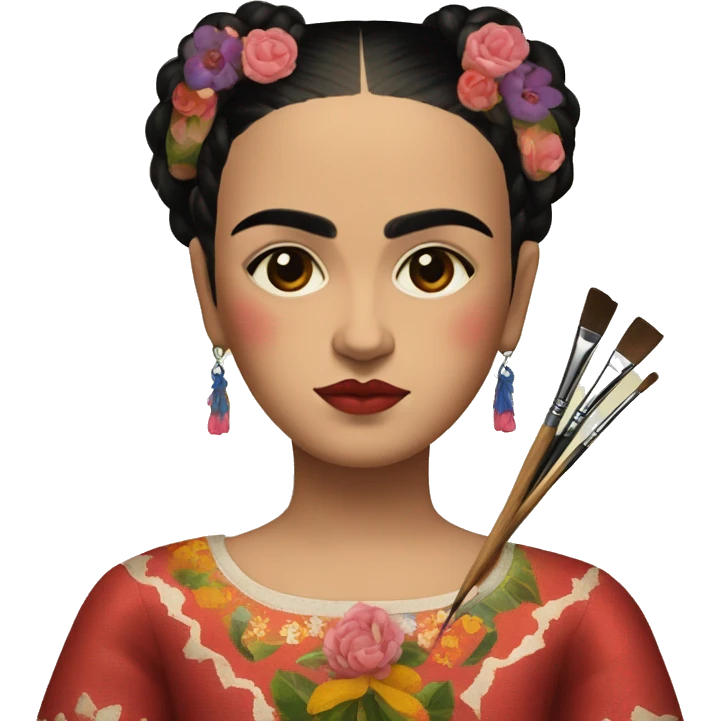body frida kahlo kid with paintbrush emoji