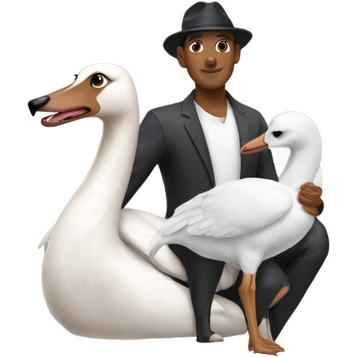 swan with doberman couple emoji