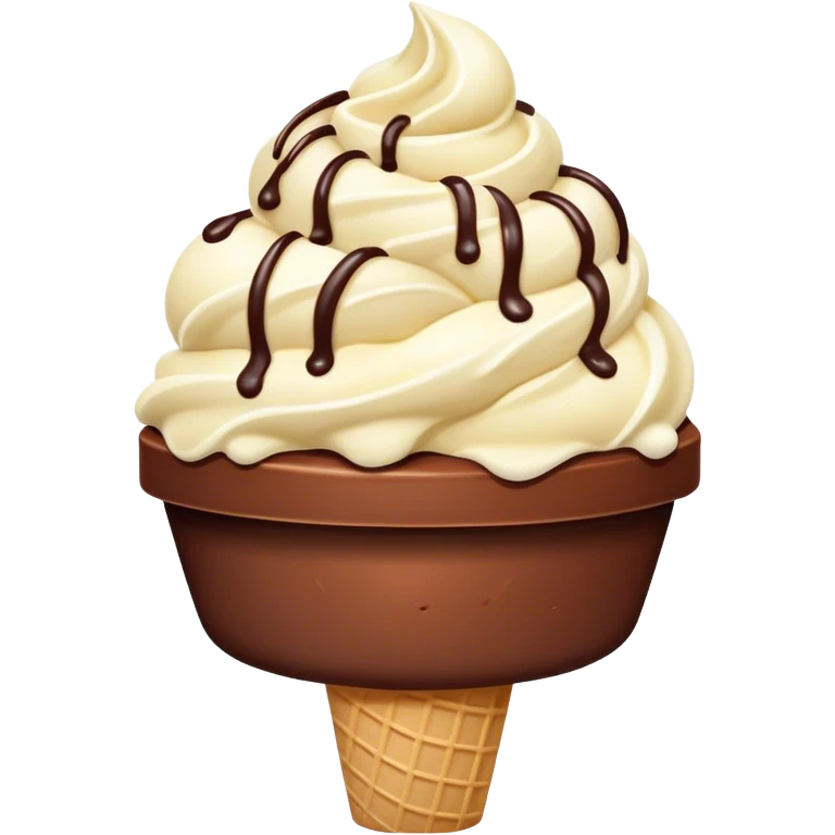 Chocolate Ice cream with white drops on top emoji