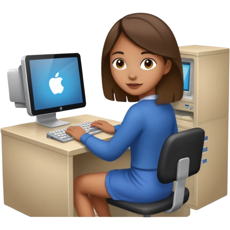 a girl entering/walking a computer room in an organized manner emoji
