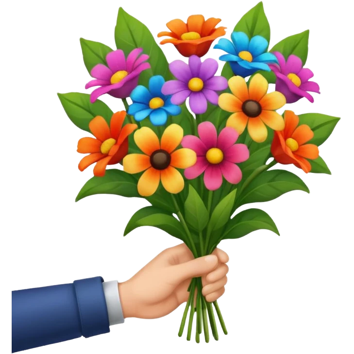 Male hand give a bogue of flowers emoji