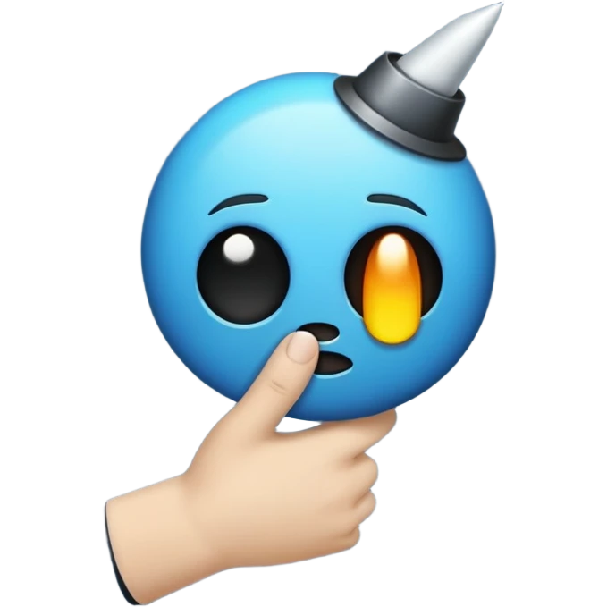 Trauriger Emoji hat eine Kanone in der hand zielt auf sein eigenen Kopf und lacht  emoji