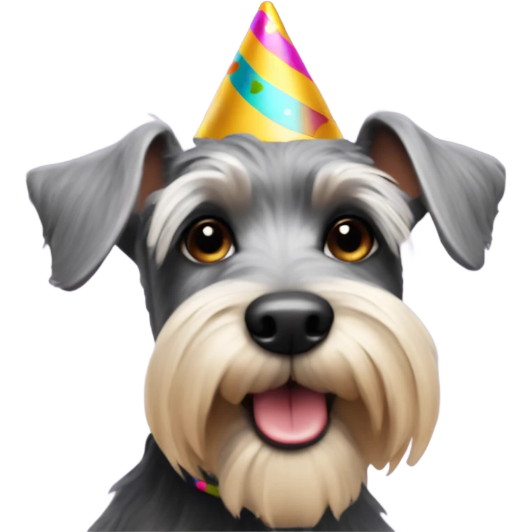 miniature schnauzer dog with party hat on  emoji