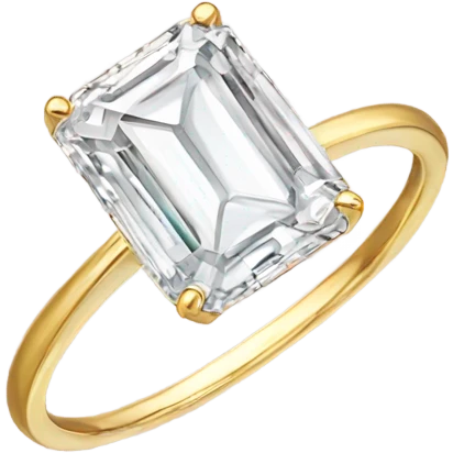 Emerald cut single diamond ring with thin gold band emoji