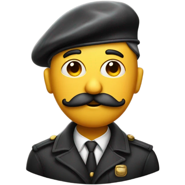 Pensive emoji with moustache wearing beret emoji
