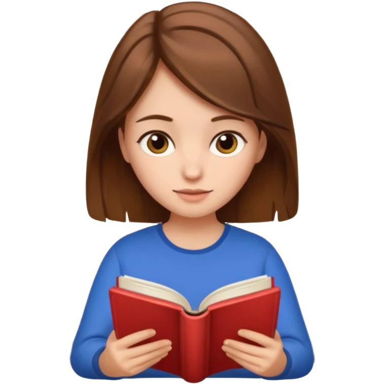 Brown haired girl reading a book emoji