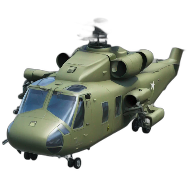 militar helicopter, view from up, above, realistic emoji