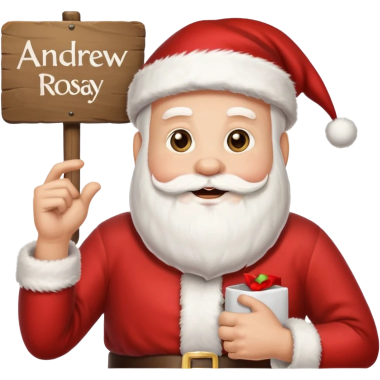 drunk santa holding up a sign that says andrew emoji