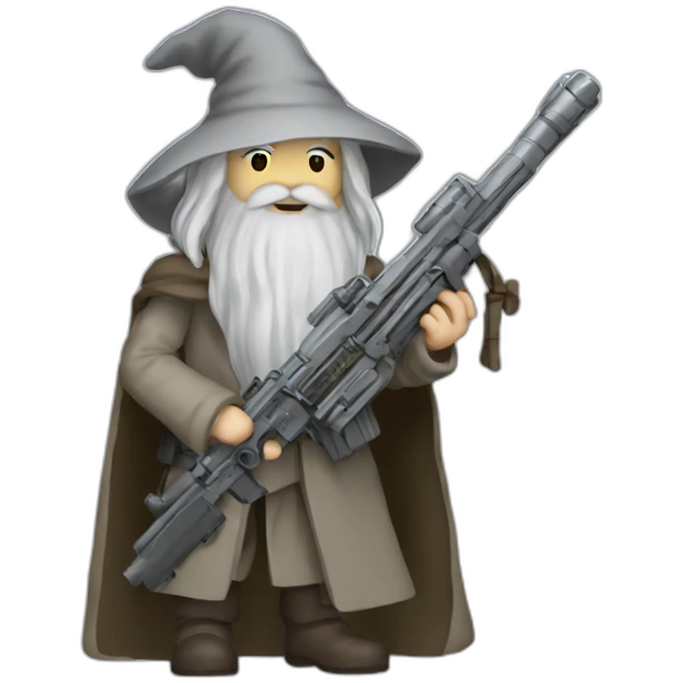 Gandalf with a machine gun emoji