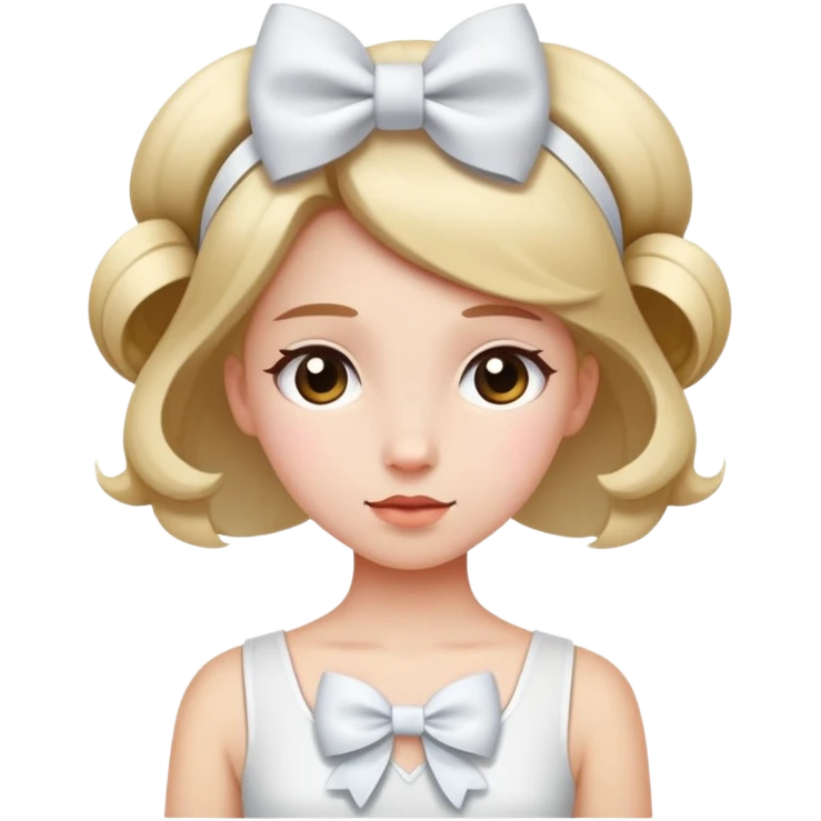 A girl wearing a flower white top and a white bow in her hair emoji