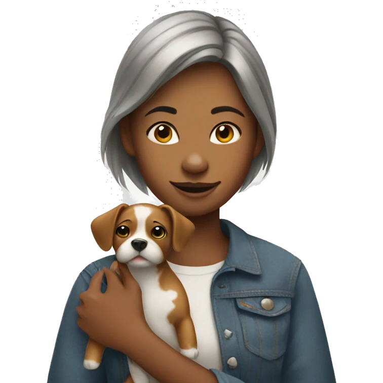 Girl with small dog emoji