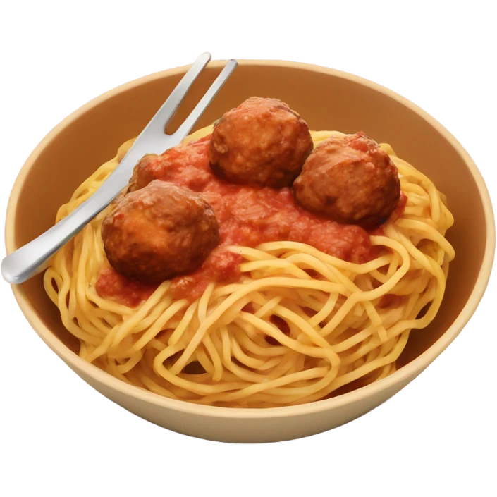 spaghetti with meatballs in a bowl emoji