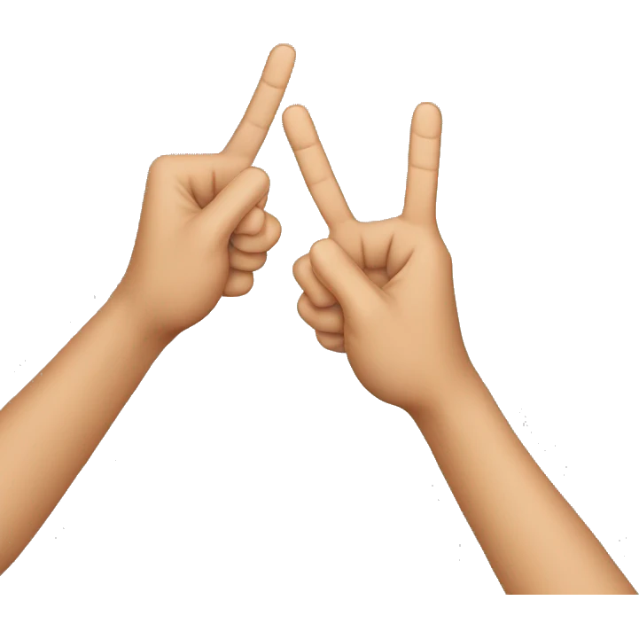 Hands with raised index fingers positioned front and back emoji