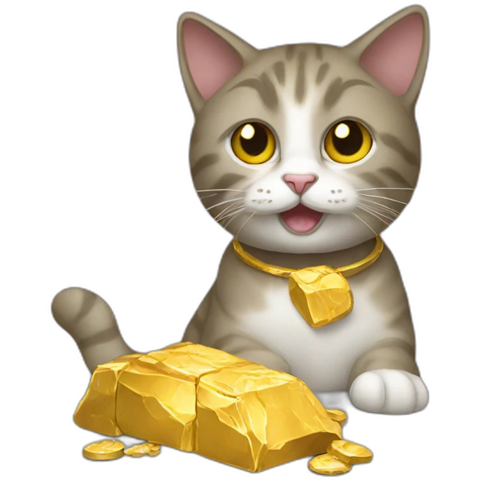 Cat eats gold emoji