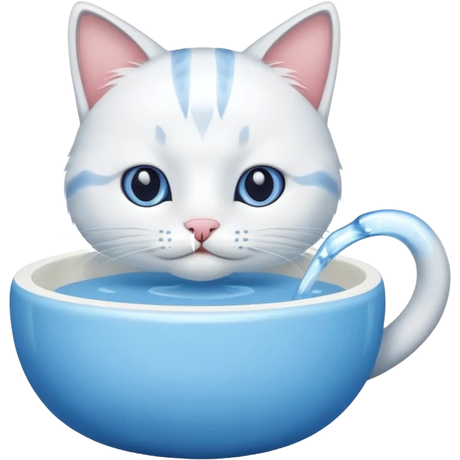 a cat drinks water from a bowl emoji
