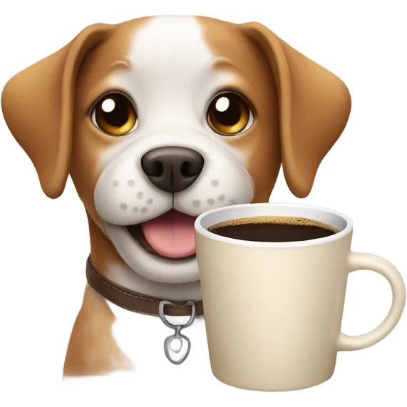 Dog with a coffee emoji