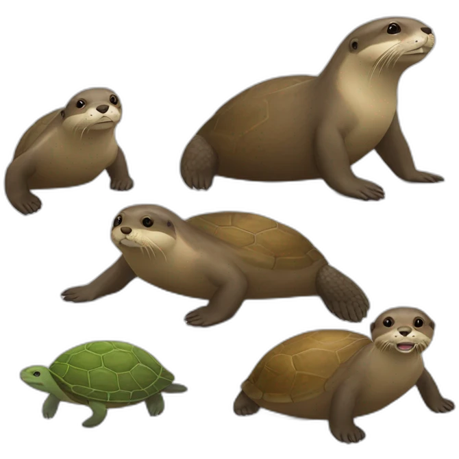 Loutre sur une tortue emoji