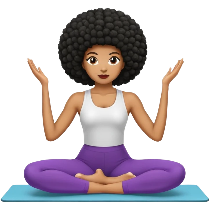 Mujer negra con afro haciendo pilates emoji