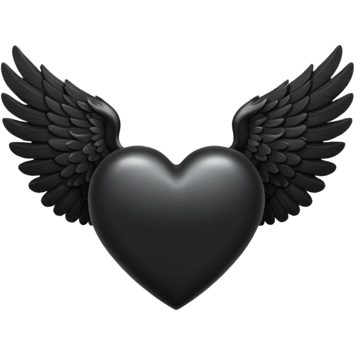 Black heart with black angel wings emoji
