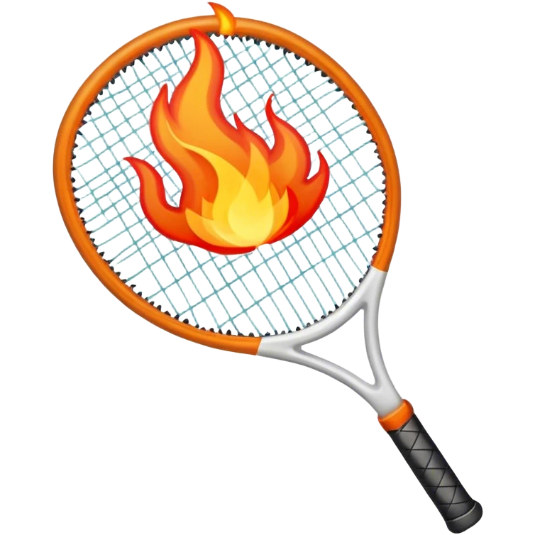 Tennis racquet with flames going through emoji