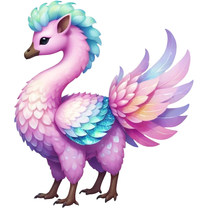 Shiny Exotic Colorful Ethereal Sparkly Flaaffy-Amaura-Aurorus-Fakémon-hybrid-creature (full body)  emoji